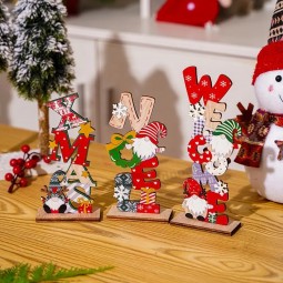 2023 Neue Weihnachtsdekorationen Holz Farbe Beschriftung Ornamente Druck Holz Schreibtisch Dekorationen