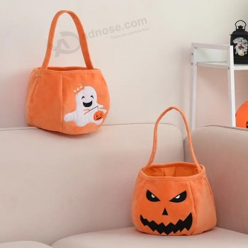 Personalización Venta al por mayor Bolsa de sublimación de Halloween Calabaza Peluche Decoraciones de regalo Lindos cubos de Halloween
