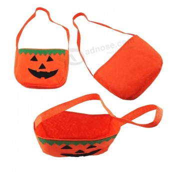 Commercio all'ingrosso portatile Halloween feltro Tote Basket Zucca Forma Candy Secchio Borse di Halloween