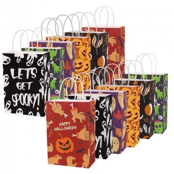 Sacchetti di imballaggio regalo di carta portatile con design personalizzato di alta qualità Borsa di Halloween