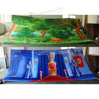 Banner de tecido grande Banner de pano de poliéster personalizado Banner Stage Backdrop Printing