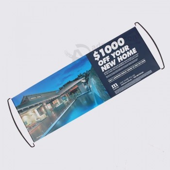Commercio all'ingrosso Custom Design Hand Scrolling Banner Pubblicità Cheering Fan Banner 2 colori 2 stampa laterale con alta qualità e qualsiasi dimensione