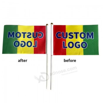 Banderas de mano personalizadas OEM ODM, bandera del país que ondea a mano, mini banderas pequeñas de mano