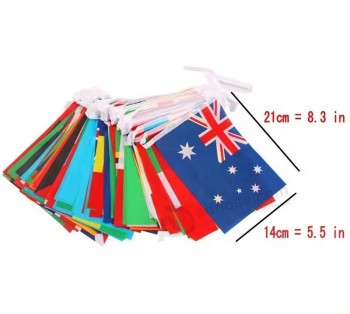 Polyester String World Flags Bunting Banner Hanging Bunting Pennant Flags For 2024 Qatar World Cup Top 32 Countries