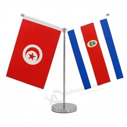 Vente en gros Bureau personnalisé Table Drapeau En Acier Inoxydable Stand Tous les pays Stand Table Flags de haute qualité et de toute taille