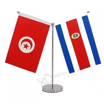 Wholesales Office Custom Desk Table Flag Stainless Steel Stand All Countries Stand Table Flags with high quality and any size