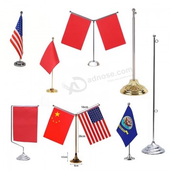 2 Pack National Desk Flag Small Mini USA Office Table Flags with Stand Base