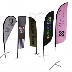 Bandiere all'ingrosso, striscioni e accessori per display Pubblicità personalizzata Tear Drop Flying Banner Stand Teardrop Beach Feather Flag