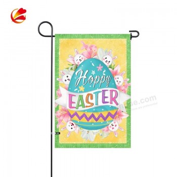 Conejito y huevos Bandera de la casa de Pascua Primavera Verano Casa de campo Estacional Al aire libre Bandera