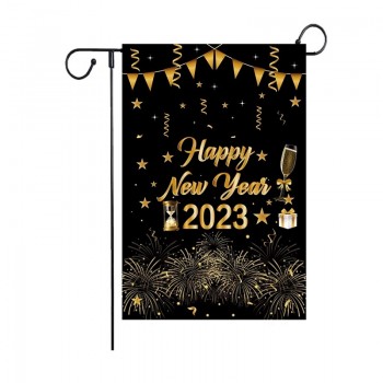frohes neues Jahr Gartenflagge Weihnachtsflagge 12 x 18 Zoll doppelseitige frohes neues Jahr Hausflagge für Neujahrsgrüße oder Dekor