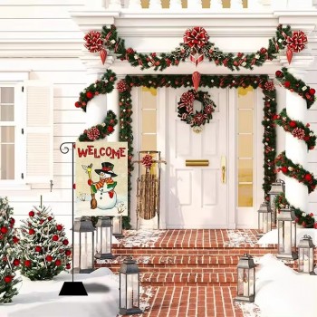 Nouveaux produits vacances d’hiver décoratif 100 % polyester jardin de noël maison de vacances drapeau