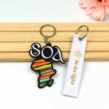Logo promozionale personalizzato Anime rimuovere prima di un equipaggio di volo doppio lato tessuto tessuto ricamo ricamato chiave Jet Tag portachiavi