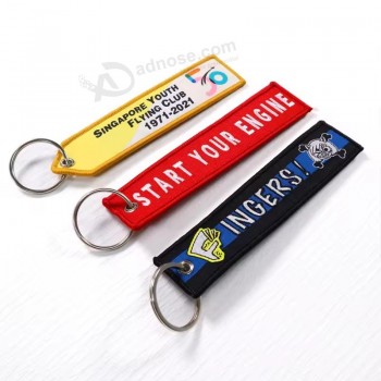 Logo personnalisé Tissu porte-clés Broderie Porte-clés Étiquette Porte-clés
