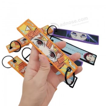 200 disegni Anime periferico ricamato tessuto tessuto portachiavi cartoni animati portachiavi cordino ricamo Anime Jet Key Tags