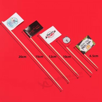 Bambus 도매 브랜드 컵케이크 음식 장식 미니 사용자 정의 인쇄 칵테일 이쑤시개 플래그 사용자 정의 로고