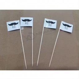 Heißer Verkauf benutzerdefiniertes Logo Zahnstab 25 * 35mm Geburtstag Kuchen Zahnstocher Flagge