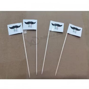 Vendita calda Logo personalizzato bastoncino da denti 25 * 35mm torta di compleanno stuzzicadenti bandiera
