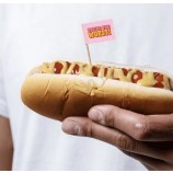 Logo personnalisé de qualité alimentaire jetable décoration choisir burger cure-dent drapeau avec emballage personnalisé