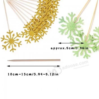 Glitzer Schneeflocke Cocktail Sticks Cupcake Topper Weihnachten Custom Print Zahnstocher Flagge