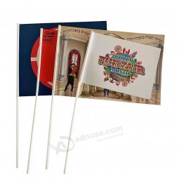 Factory Direct Sales Custom Stick Flag Personalized Hand Held Waving Flag with Plastic Pole