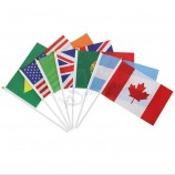 Wholesale Custom 20x30cm Any Logo Any Color Any Design Single or Double sided Printed Hand Flags with Plastic Wood Sticks