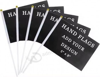 Bandera de palo personalizada Mini banderas pequeñas personalizadas Bandera ondulante de mano con mástil de plástico