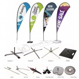 Venta al por mayors logotipo personalizado bandera de plumas bandera de publicidad exterior volando xl bandera de playa con soporte de poste base de agua con alta calidad y cualqui