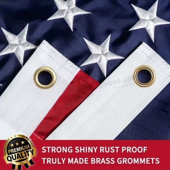 Personalizado 3x5ft 90x150 cm Nylon Material de poliéster más duradero Estrellas bordadas Raya cosida American USA Country Bandera nacional