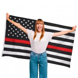Schwere Polyester Nylon bestickt Druck Custom United States Thin Rot Blau und Weiß Linie Große Schwarze 3x5 Amerikanische Flagge