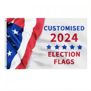 2024 nuovo design america americano usa 3 * 5 bandiera degli stati uniti bandiera elettorale con logo stampa personalizzata