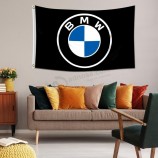 BMWレーシングフラッグ、2020年更新ロゴ(3x5フィート、ビビッドカラー、150Dポリ)バナーガレージショップ壁の装飾ラージフラッグマンケーブ