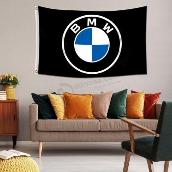 BMWレーシングフラッグ、2020年更新ロゴ(3x5フィート、ビビッドカラー、150Dポリ)バナーガレージショップ壁の装飾ラージフラッグマンケーブ