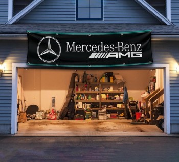 Flag Compatible with Mercedes AMG Banner 2x8 ft Benz Car Show Man Cave Racing Flag Garage Wall Decor Large Sign Outdoor Indoor Garden Banner