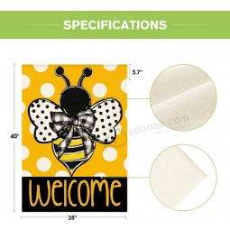 Colorlife Zomer Polka Dot Bee Welkom Huisvlag 28x40 Inch Dubbelzijdig Buiten, Oranje Seizoensgebonden Vakantie Jute Yard Outdoor Decoratie