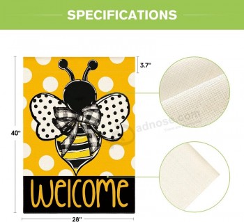 Colorlife Zomer Polka Dot Bee Welkom Huisvlag 28x40 Inch Dubbelzijdig Buiten, Oranje Seizoensgebonden Vakantie Jute Yard Outdoor Decoratie