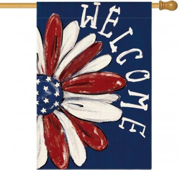 Colorlife Patriottische 4 juli Huisvlag 28x40 inch dubbelzijdig buiten, Memorial Day Bloemen Welkom Daisy Yard Outdoor decoratie