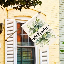 Colorlife Printemps Eté Floral Bienvenue Maison Drapeau 28x40 pouces Double face Extérieur, Eucalyptus Saisonnier Ferme Cour Extérieur Drapeau