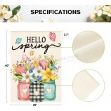 colorlife Hello Spring House 旗帜 28x40 英寸双面外，花卉梅森罐假日庭院户外旗帜