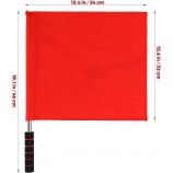 2 piezas Bandera de árbitro Bandera de mano de acero inoxidable Bandera roja Mango de esponja Patrulla especial Rendimiento del juez de línea Bandera oficial para eventos deportivo