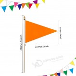 20 Pack Solid Color Orange Blank Pennant Flags on Wood Stick Small Mini Plain DIY Graffiti Flags