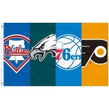 Philadelphie 4 équipes drapeau 3x5Ft Sports Fan drapeau Bannière intérieure extérieure avec œillets pour garage homme grotte mur