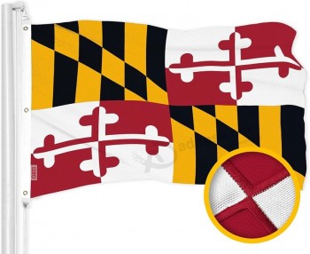 G128 Maryland MD Drapeau de l’État | 6 x 10 pieds | ToughWeave Series Brodé en polyester 600D motif brodé, intérieur/extérieur, œillets en laiton