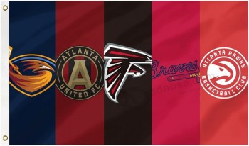 Atlanta Five Team Flag 3x5 piedi Bandiere della squadra di basket Holiday Party Sports Yard Indoor Outdoor Decoration Fans Gift