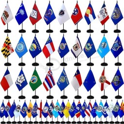 US 50 State Desk Flags Set Small Mini Office Table Stick Flag with Stand Base for Classroom Decorations,5x8 Inch