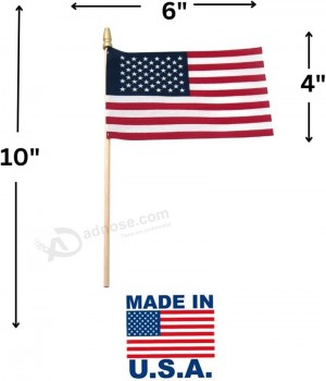 American Flags on Stick - Handheld Spearhead US Flag for 4th of July, Memorial Day Event Decorations - Patriotic Decor for Indoors