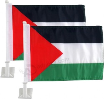 Confezione da 2 bandiere per auto, bandiera per auto della Palestina all'aperto con bandiera palestinese e asta per bandiera per auto, finestra con logo per auto