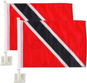 2 Pack Car Flags,Car Flag Trinidad Flag Outdoor with Trinidadians Flag and Car Flag Pole, Car Logo Window
