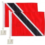 2er-Pack Autoflaggen, Autoflagge Trinidad-Flagge im Freien mit Trinidader-Flagge und Autoflaggenmast, Auto-Logo-Fenster