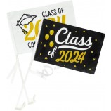 Afstuderen Auto Vlaggen Banners - Klasse van 2024 Gefeliciteerd Grad Outdoor Parade Vlag Decoraties Benodigdheden 2 stuks