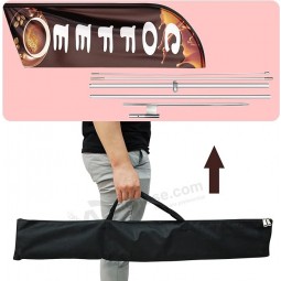 Bandera de café, bandera de café sin viento de 11 pies con asta de bandera de aleación de aluminio / estaca de acero inoxidable / bolsa portátil, banderas de café para negocios